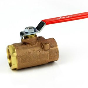 Lance Valves 21 Series bronze ball valve, SS ball and stem, red lever handle, threaded ends, 600 WOG